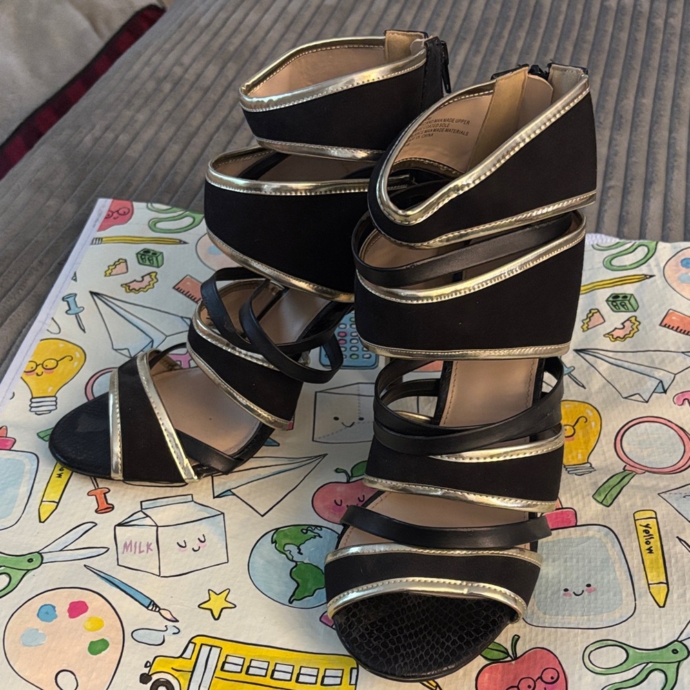 Torrid Elegant Black and Gold Heels